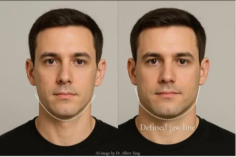 front view before and after jawline